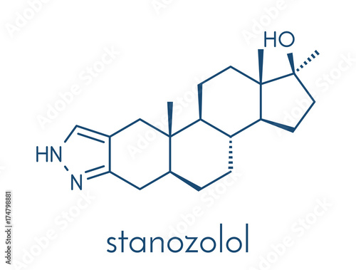 Stanozolol anabolic steroid drug, chemical structure. Skeletal formula. photo