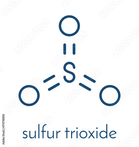 Sulfur trioxide pollutant molecule. Principal agent in acid rain. Skeletal formula.