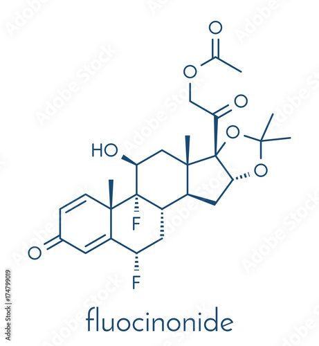 Fluocinonide topical corticosteroid drug molecule. Skeletal formula.