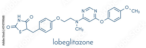 Lobeglitazone diabetes drug molecule. Skeletal formula.