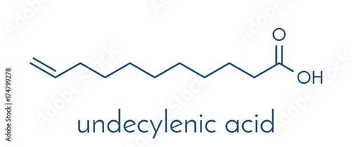 Undecylenic acid topical antifungal drug molecule. Skeletal formula.