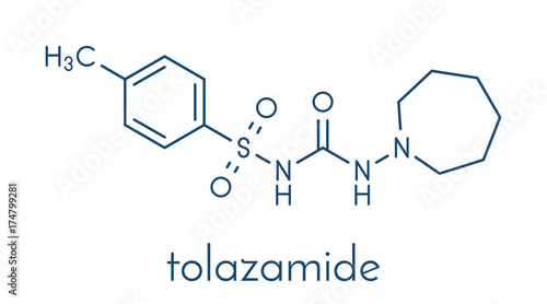 Tolazamide diabetes drug molecule. Skeletal formula.