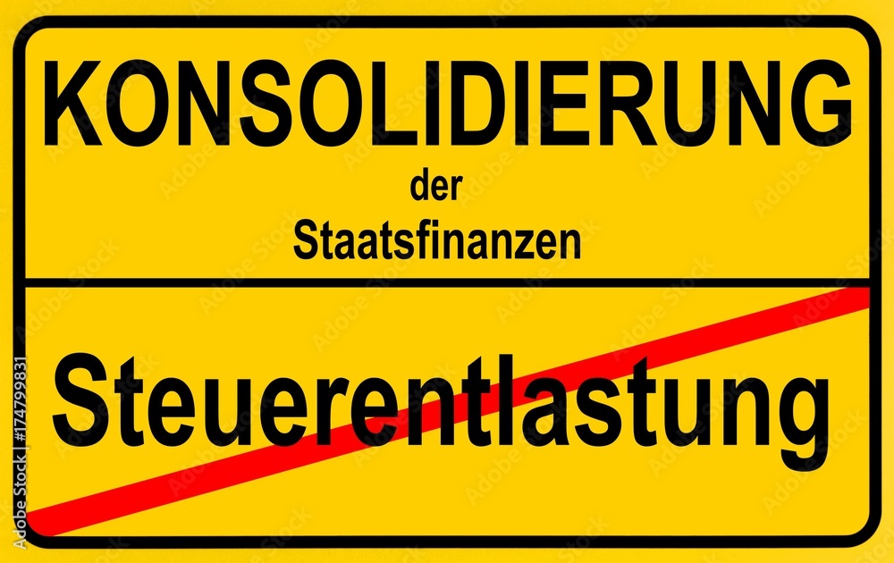 Obraz premium City limit sign, symbolic image for the end of tax reliefs for fiscal consolidation
