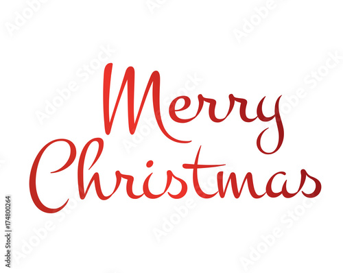 Gradient red isolated hand writing word Merry Christmas