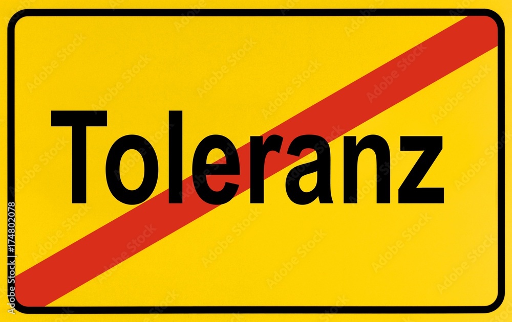 Fototapeta premium Sign city limits, symbolic image for the end of tolerance