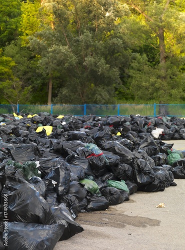 Garbage dump in a park during Toronto city worker's strike 2009, Ontario, Canada, North America