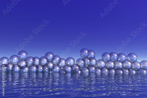 Air bubbles on water surface  3D computer graphics