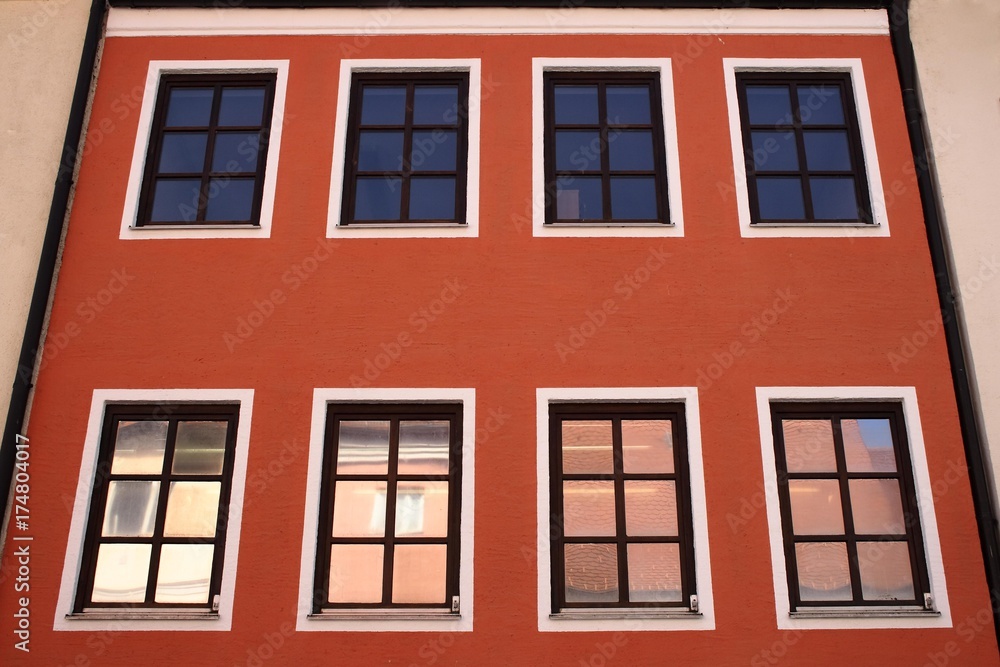 Fototapeta premium Facade and windows, view with colorful reflection