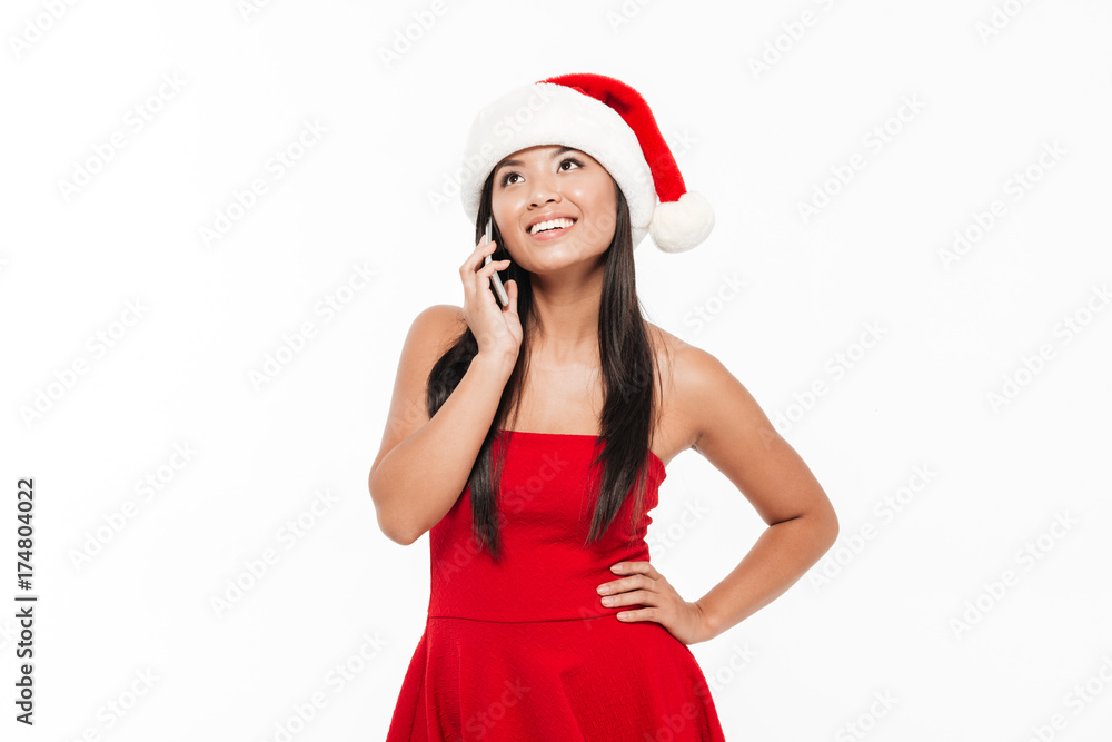 Portrait of a smiling pretty asian woman in red Portrait of a smiling pretty asian woman in red