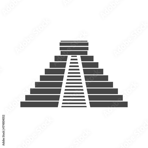 El Castillo pyramid in Chichen Itza flat icon