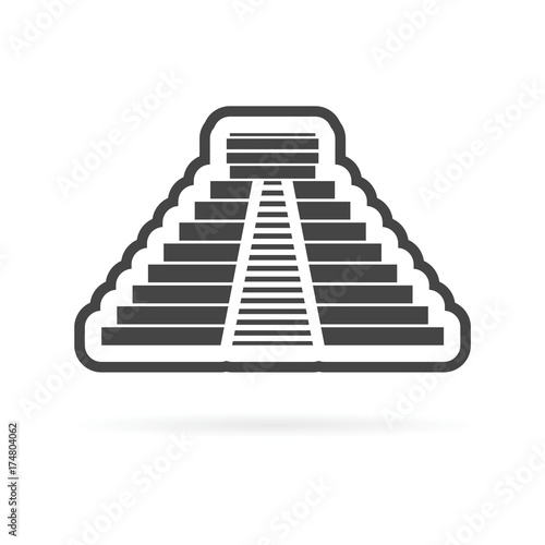 El Castillo pyramid in Chichen Itza flat icon