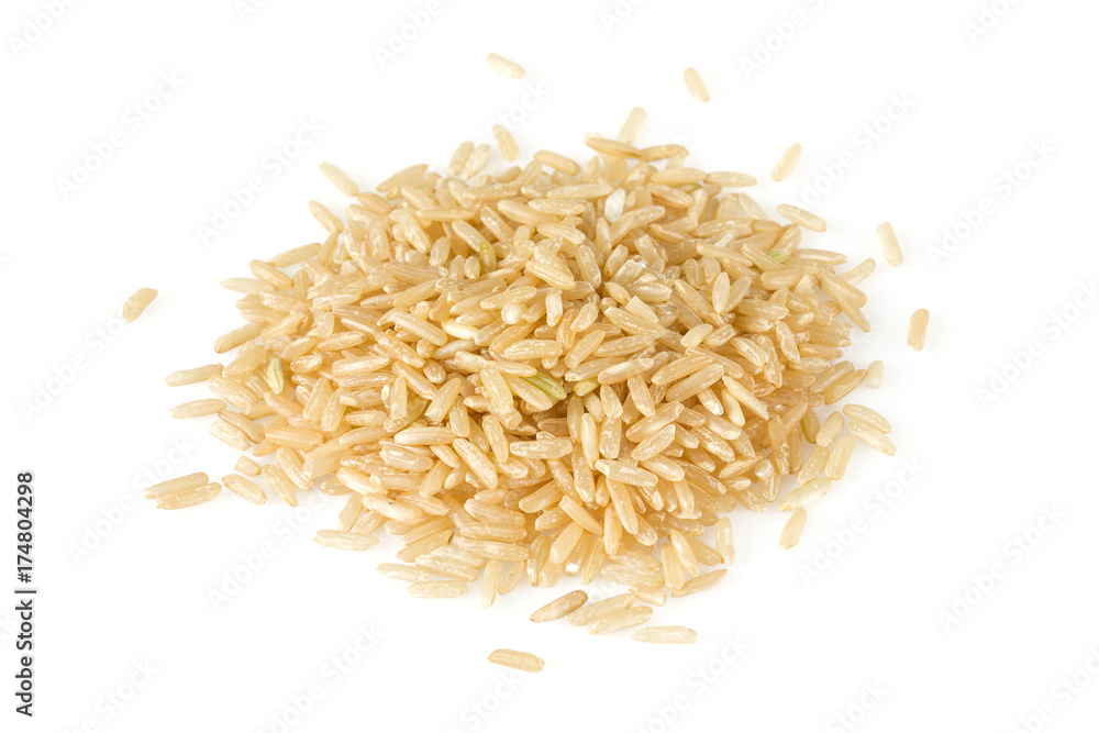 brown rice isolated on white