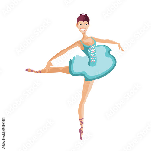 Young girl dancer in a ballerina costume, makes smooth movements.