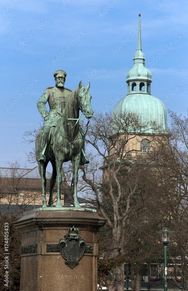 Karl Friedrich Wilhelm Ludwig, Grand Duke of Hesse, statue, Darmstadt, Hesse, Germany, Europe