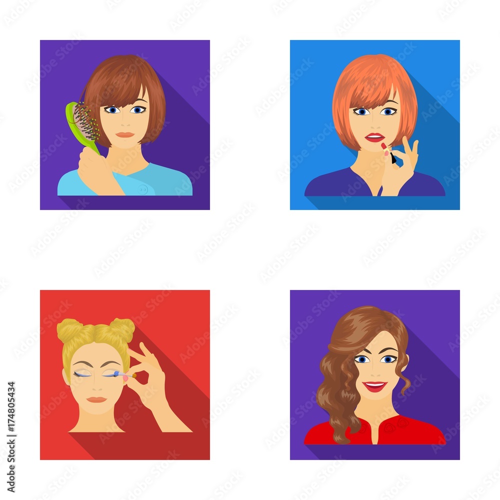 Plakat Hairdresser, cosmetic, salon, and other web icon in flat style.Means, hygiene, care icons in set collection.