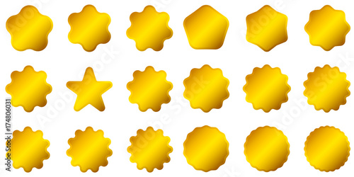 Premium quality golden label over white background.Gold Sign. Limited Edition, For Sale sticker. Logo