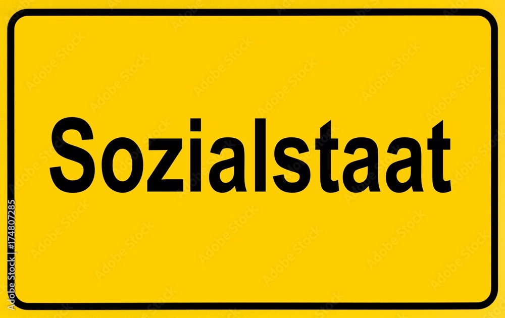 City limit sign, symbolic image for a welfare state City limit sign, symbolic image for a welfare state