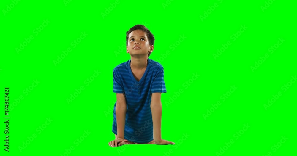 Smiling boy touching digital screen Smiling boy touching digital screen