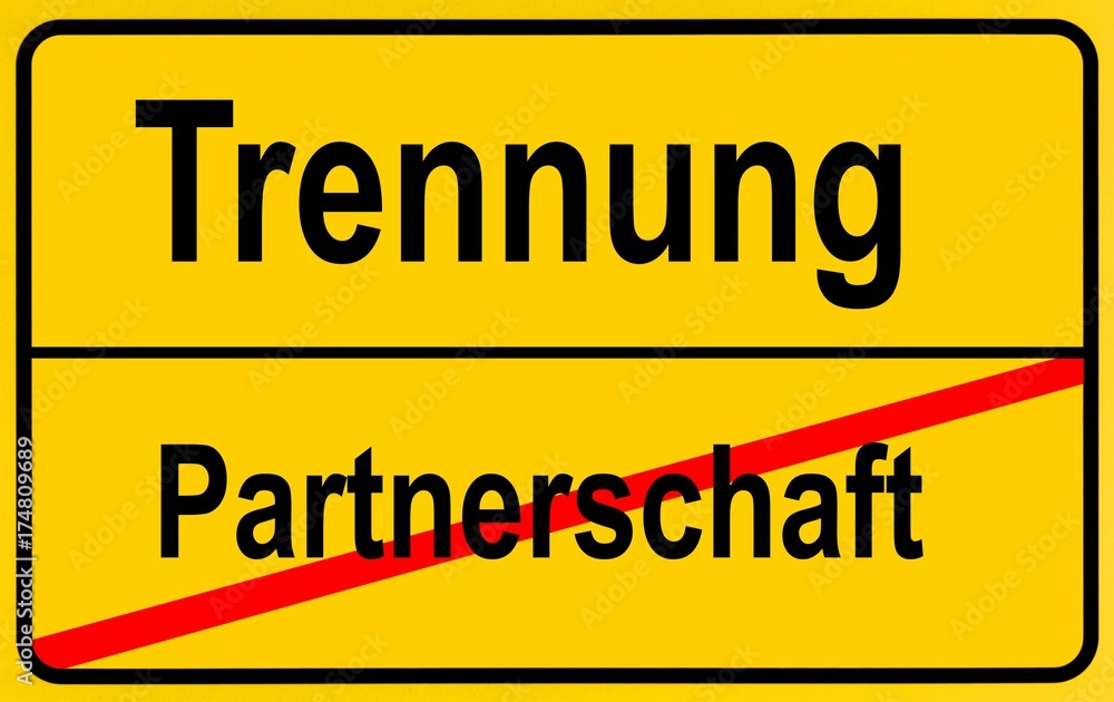 Sign city limits, symbolic image for separation and end of a partnership Sign city limits, symbolic image for separation and end of a partnership