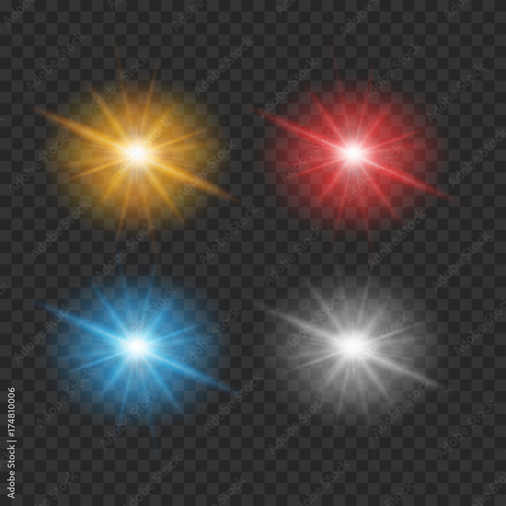 Four color of lights on gray background