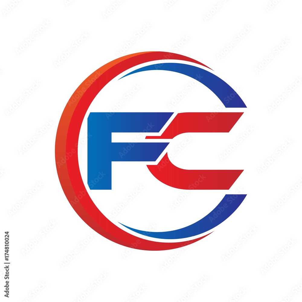 fc logo vector modern initial swoosh circle blue and red fc logo vector modern initial swoosh circle blue and red