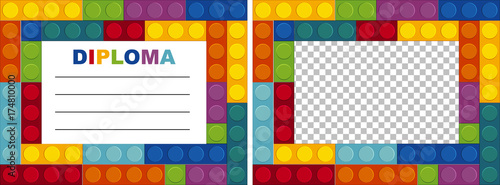 Diploma template with blockes in background