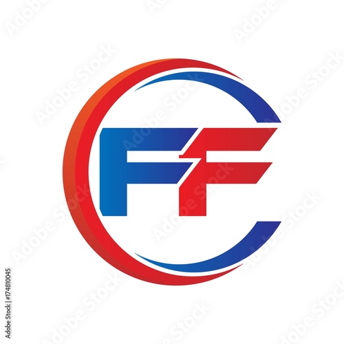 Free Download ff logo vector modern initial swoosh circle blue and red - GFXLoad