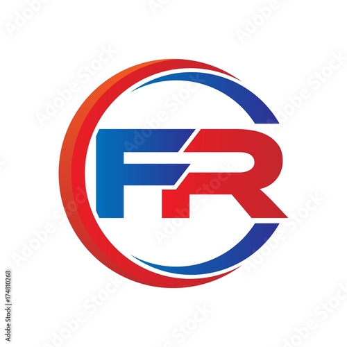 fr logo vector modern initial swoosh circle blue and red