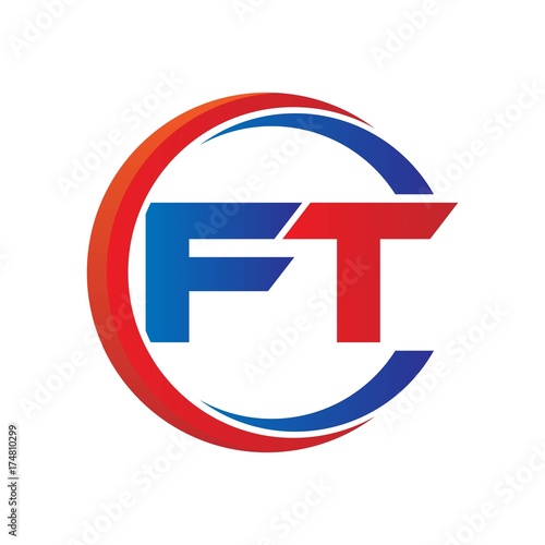 ft logo vector modern initial swoosh circle blue and red