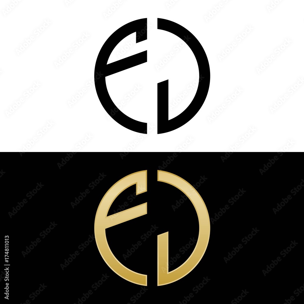 fj initial logo circle shape vector black and gold fj initial logo circle shape vector black and gold