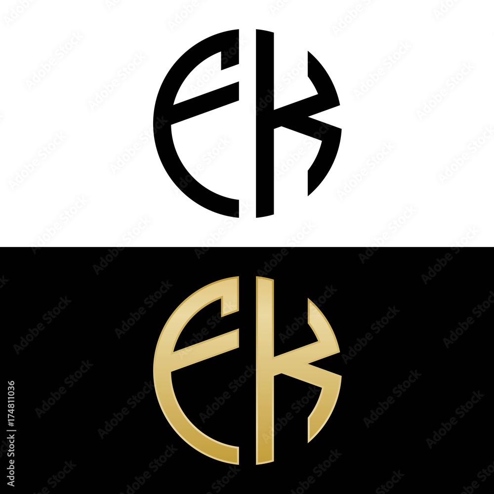 fk initial logo circle shape vector black and gold fk initial logo circle shape vector black and gold