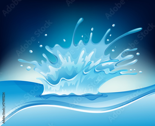 Fototapeta Naklejka Na Ścianę i Meble -  Water splash on blue background