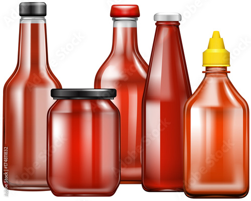 Different design of bottles for sauce