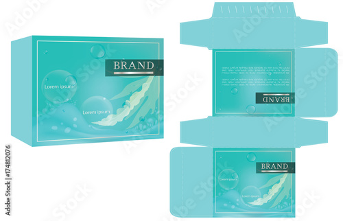 Packaging design, natural concept soap box design template and mockup box. Illustration vector