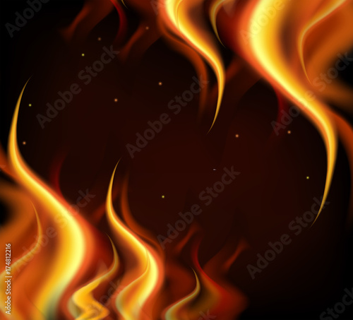 Background design with hot flames on black background