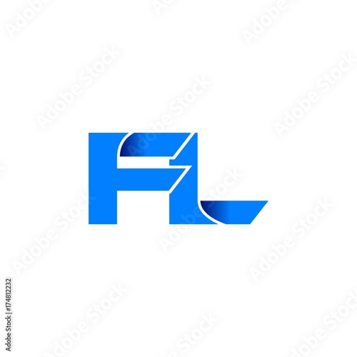 fl logo initial logo vector modern blue fold style