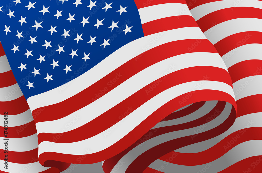 Fototapeta premium Independence day USA flags United States american symbol freedom national sign vector illustration