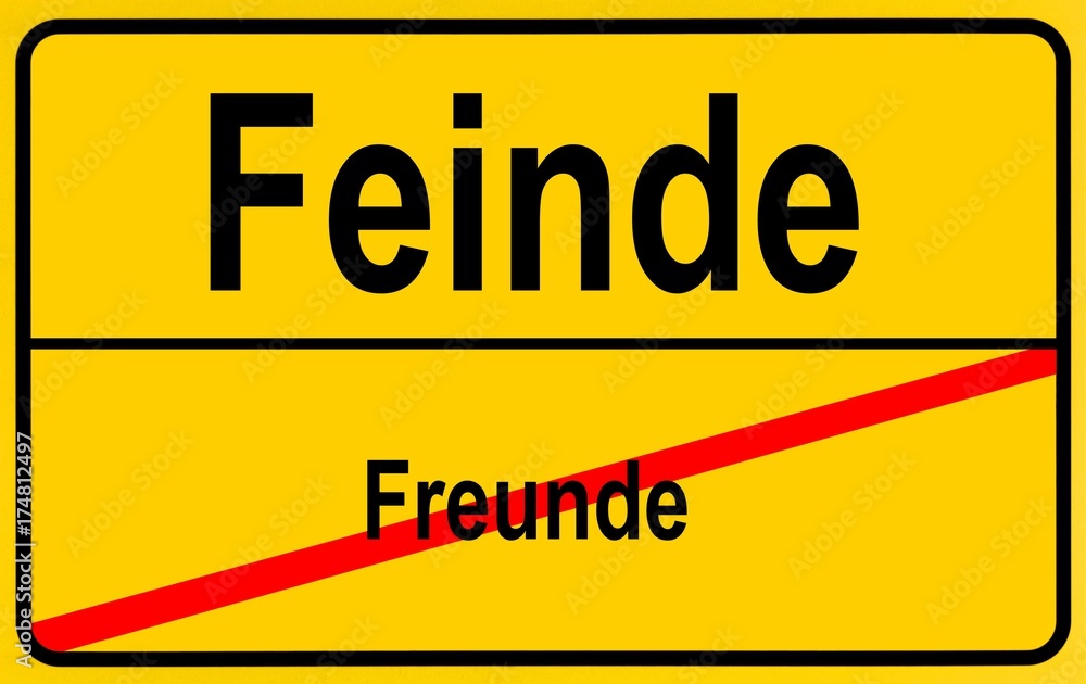 Fototapeta premium Sign city limits, symbolic image for going from friendship to enmity