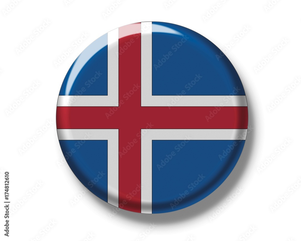 Button, flag of Iceland