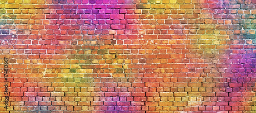 painted brick wall, abstract background of different colors