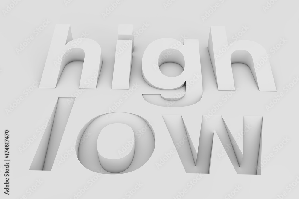 Abstract High and Low Sign. 3d Rendering Abstract High and Low Sign. 3d Rendering
