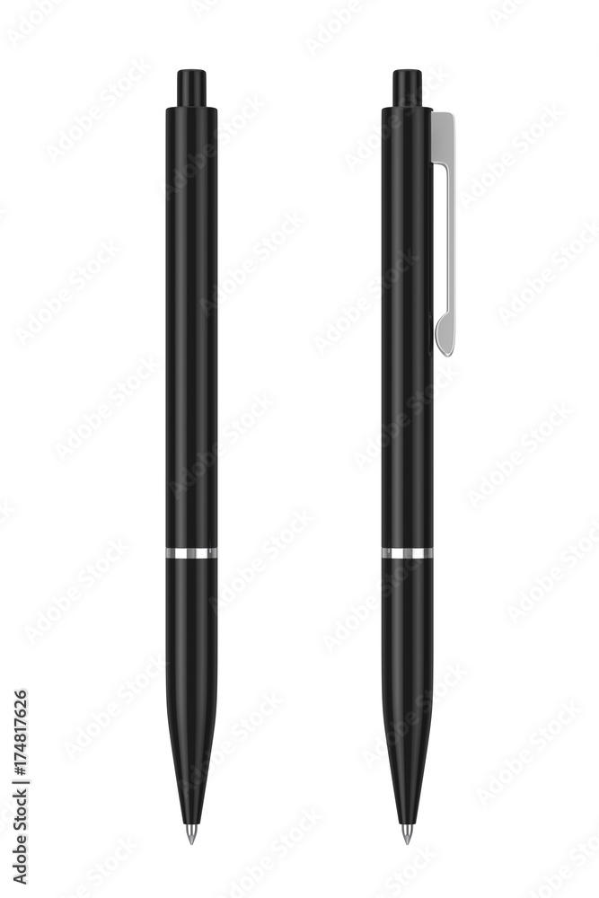 Black Mockup Ballpoint Pen with Blank Space for Yours Logo or Design. 3d Rendering Black Mockup Ballpoint Pen with Blank Space for Yours Logo or Design. 3d Rendering