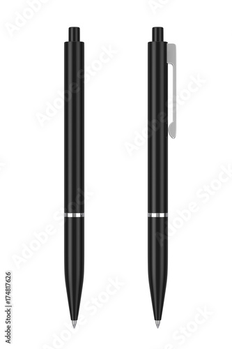 Black Mockup Ballpoint Pen with Blank Space for Yours Logo or Design. 3d Rendering