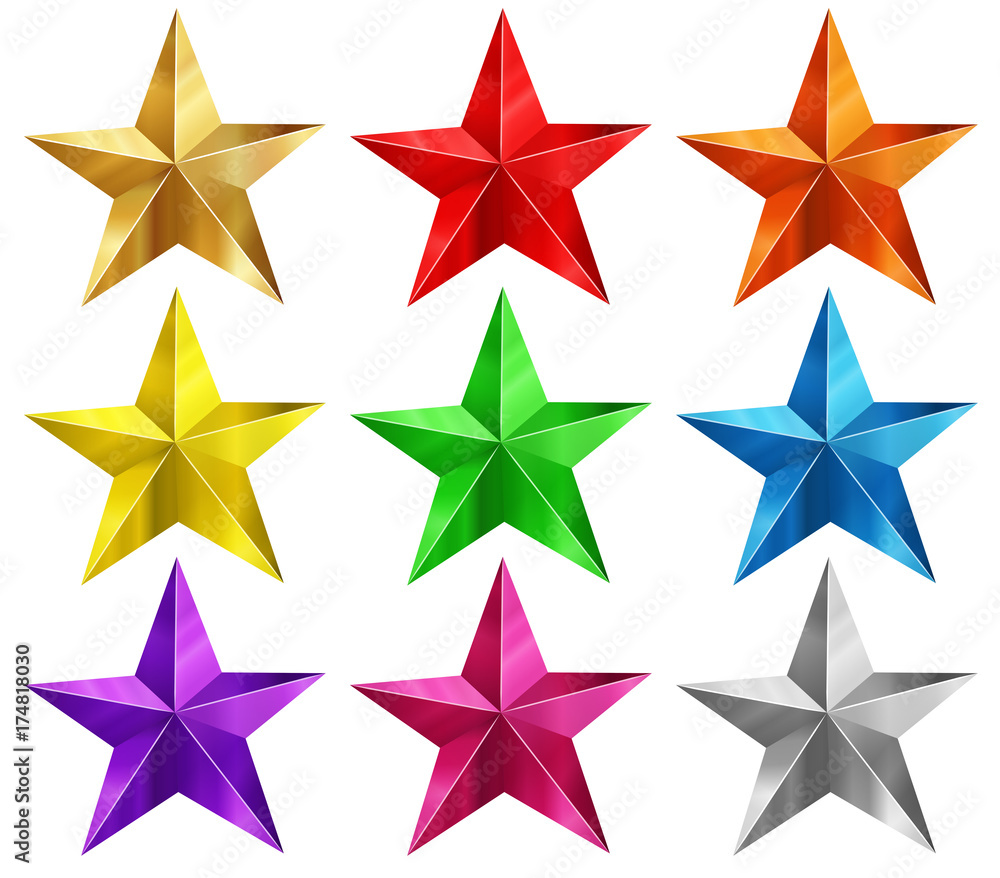 Stars in nine different colors Stars in nine different colors