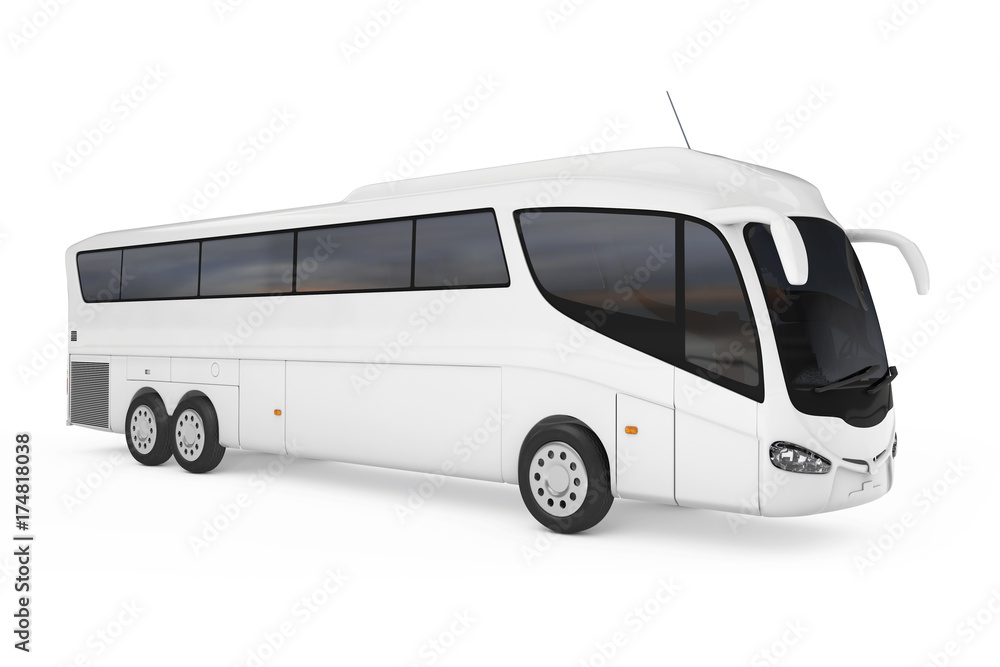 Big White Coach Tour Bus with Blank Surface for Yours Design. 3d Rendering Big White Coach Tour Bus with Blank Surface for Yours Design. 3d Rendering