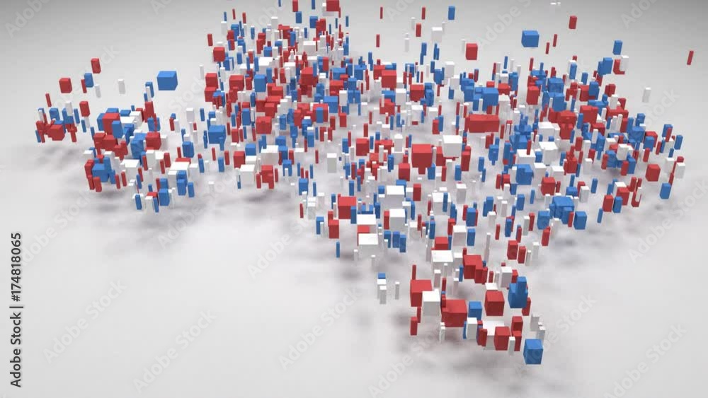 Decorative map of Texas - USA | 3D Fall down of little bricks - Flag colors Decorative map of Texas - USA | 3D Fall down of little bricks - Flag colors