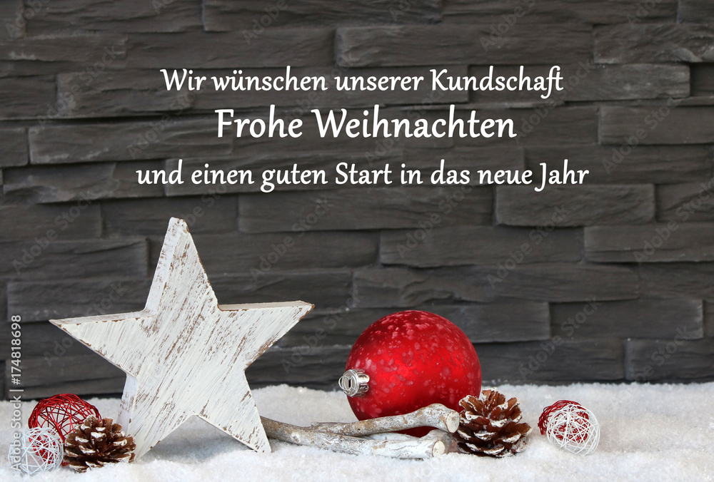 Wir wünschen unserer Kundschaft Frohe Weihnachten StockFoto Adobe Stock