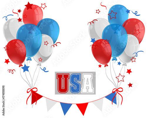 UAS sign with balloons in flag color