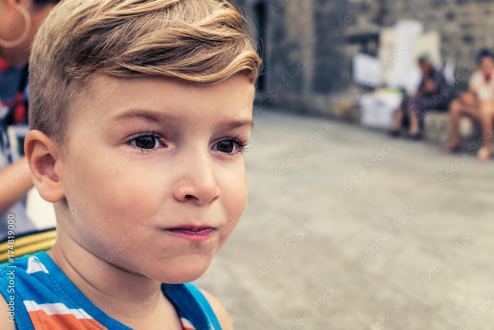 Portrait of cute blond boy. Portrait of cute blond boy.