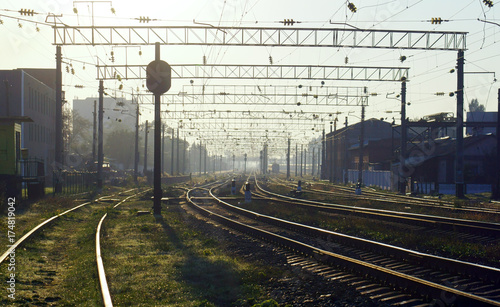 Obraz na płótnie Morning at railroad station w salonie